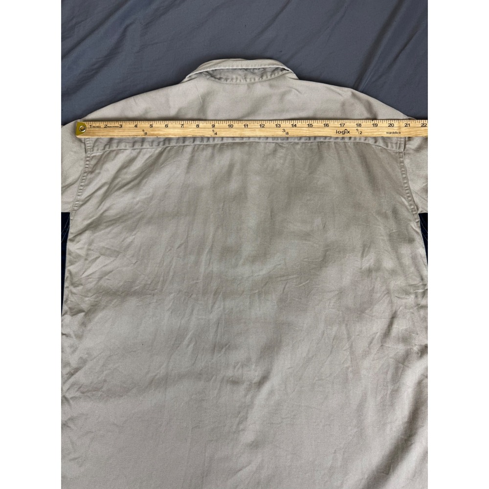 Dickies Mens XL Khaki Navy Two Tone Short Sleeve Work Shirt Cotton Button Up - Picture 5 of 15